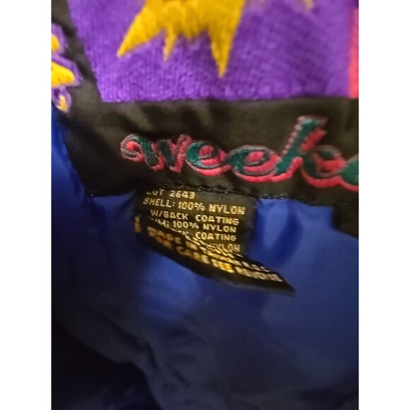 VTG Weekends Adventure Jacket Men L Yellow Reflective Colorblock 90s Ski Coat - Picture 7 of 9